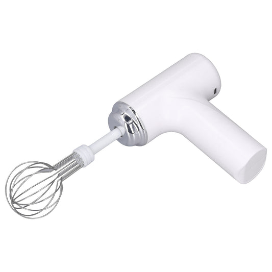(White)Electric Cordless Hand Mixer Handheld Egg Whisk AN