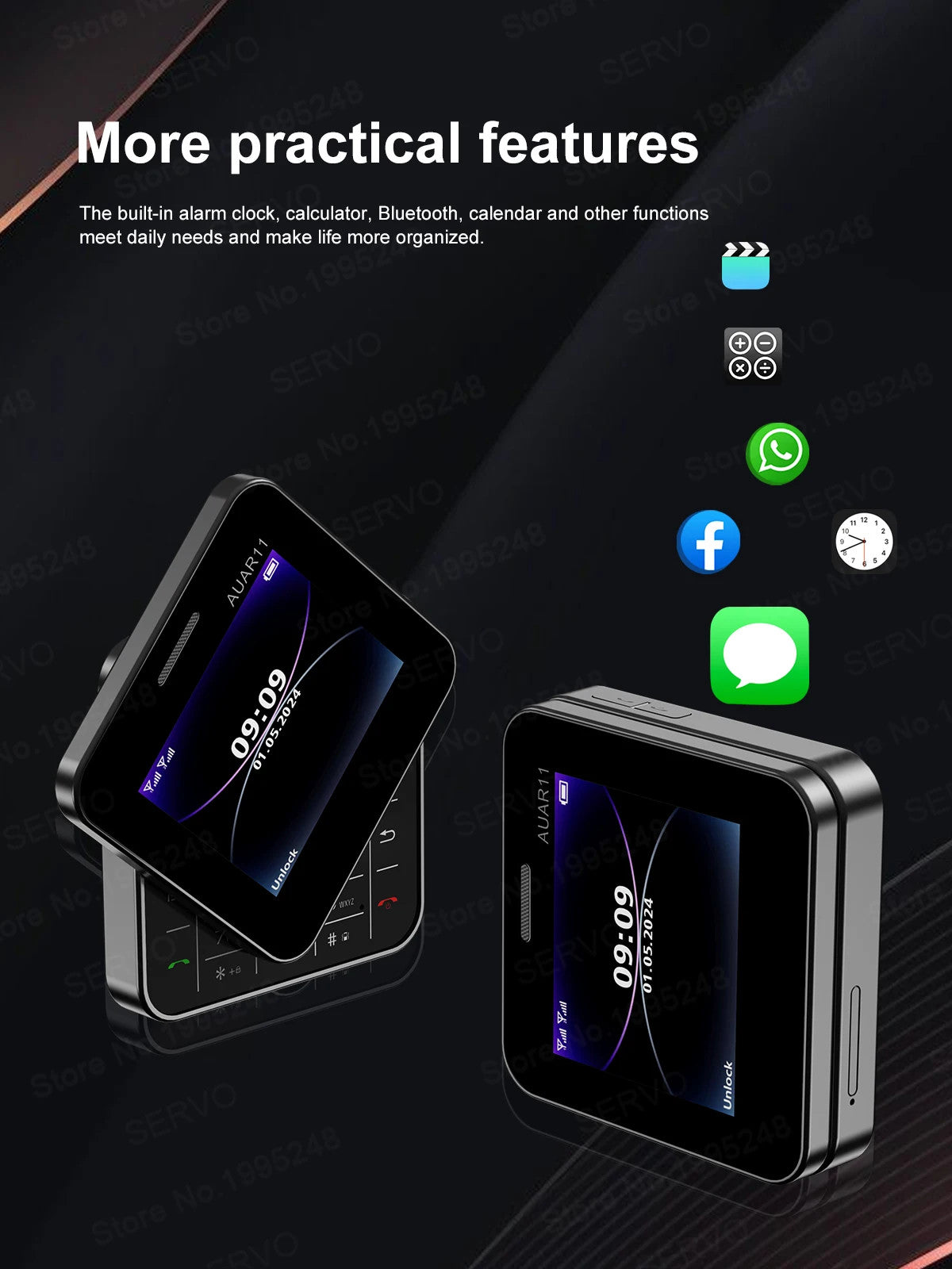 SERVO Rotating Sliding Mini Mobile Phones 2.4“ GSM Blacklist Speed Dail Dual SIM