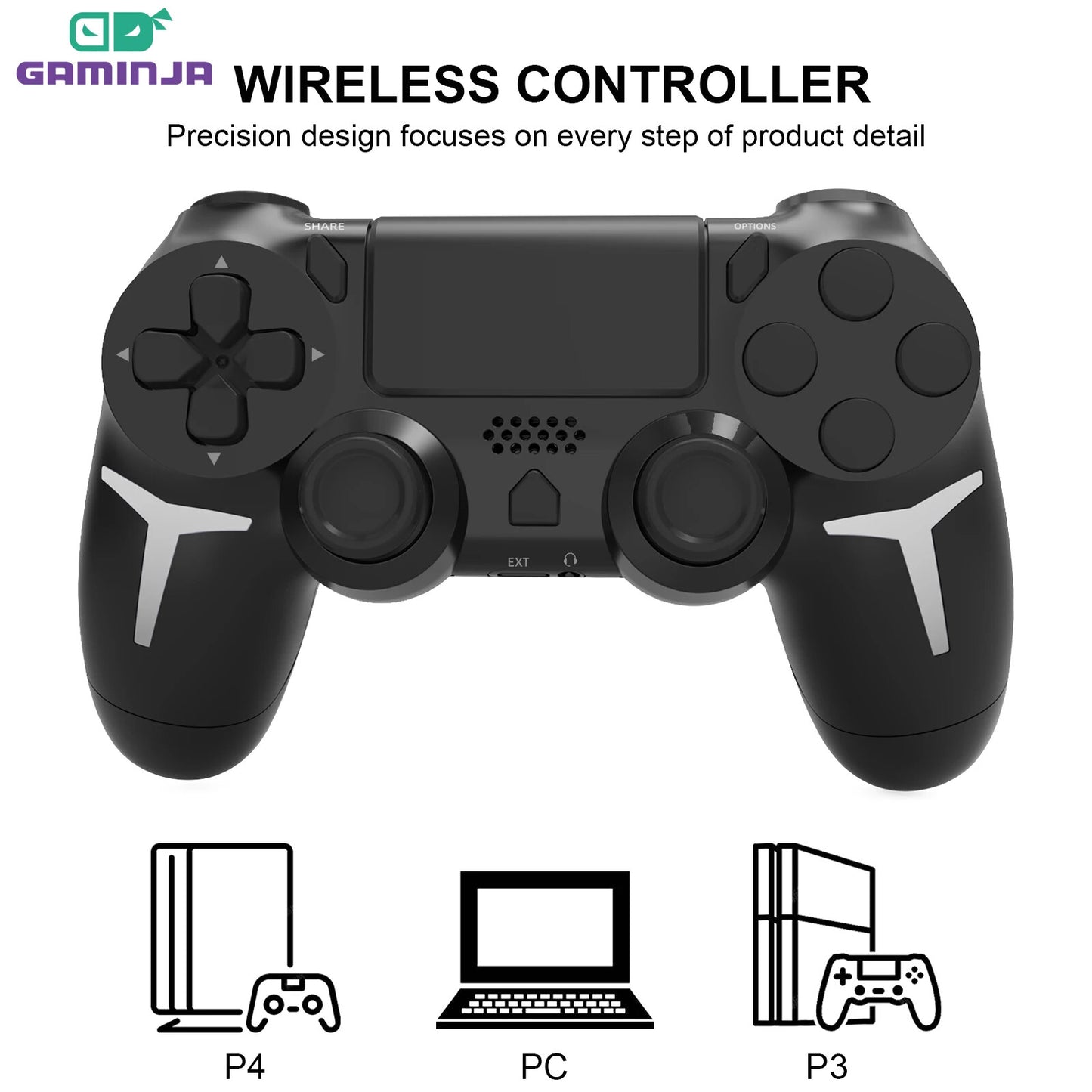 Wireless Gamepad Bluetooth Controller 6-Axis Gyroscope Dual  with Touch Pad