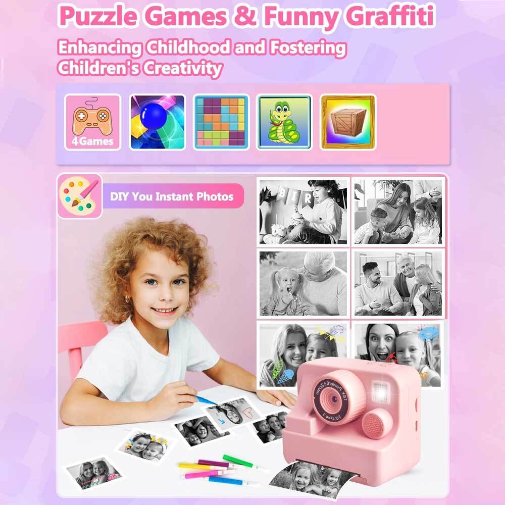 1080P Kids Camera Instant Print 32GB Instant Cameras That Print Photos Gifts  m
