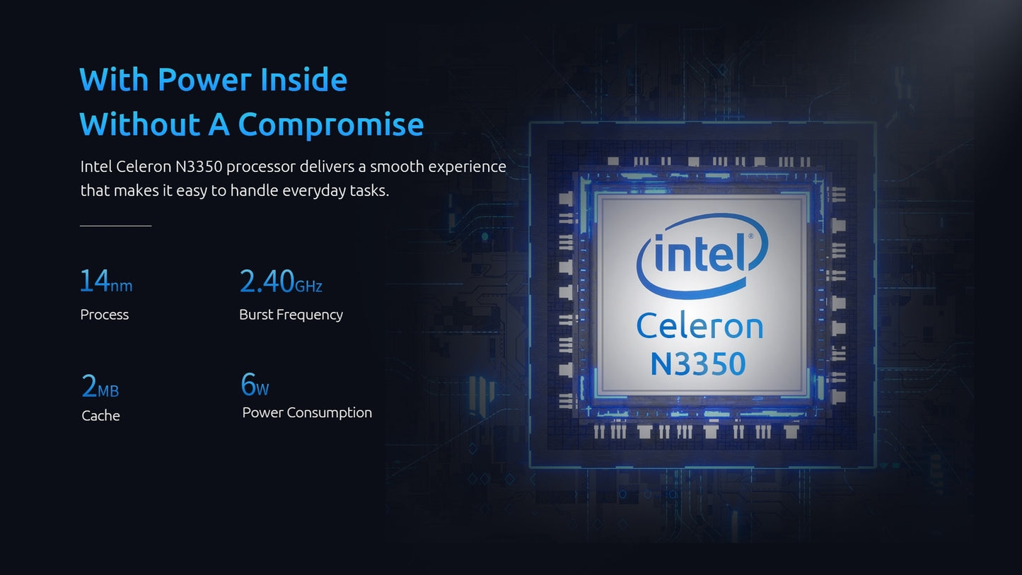 Mini PC Intel N3350 CPU 4G RAM 64G ROM VGA USB3.0 Support M.2 Win10Pro