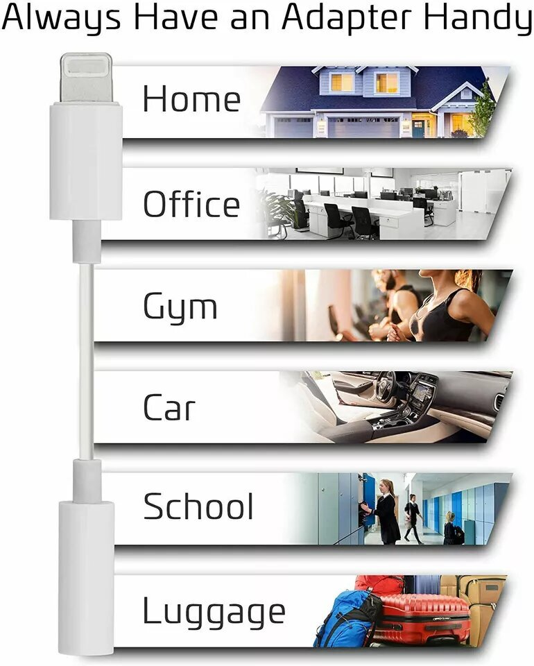 1-3PCS For iPhone Headphone Adapter Jack 8Pin to 3.5mm Aux Cord Dongle Converter