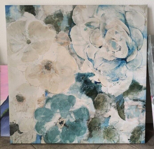 Painting of Blue Flower Abstract on Canvas