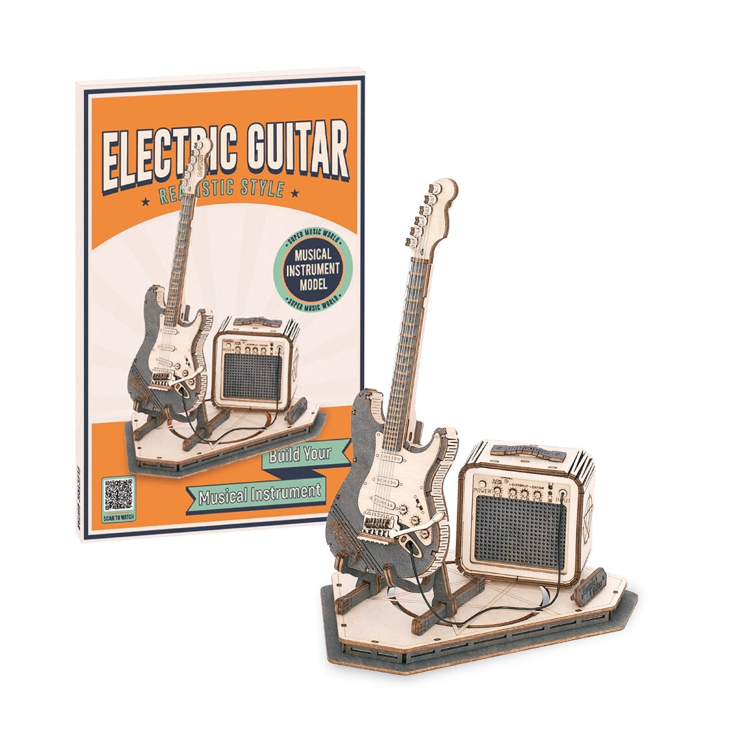 ROKR 3D Wooden Puzzle Electric Guitar Model Kit Puzzle Toy Decor for Adult Gifts