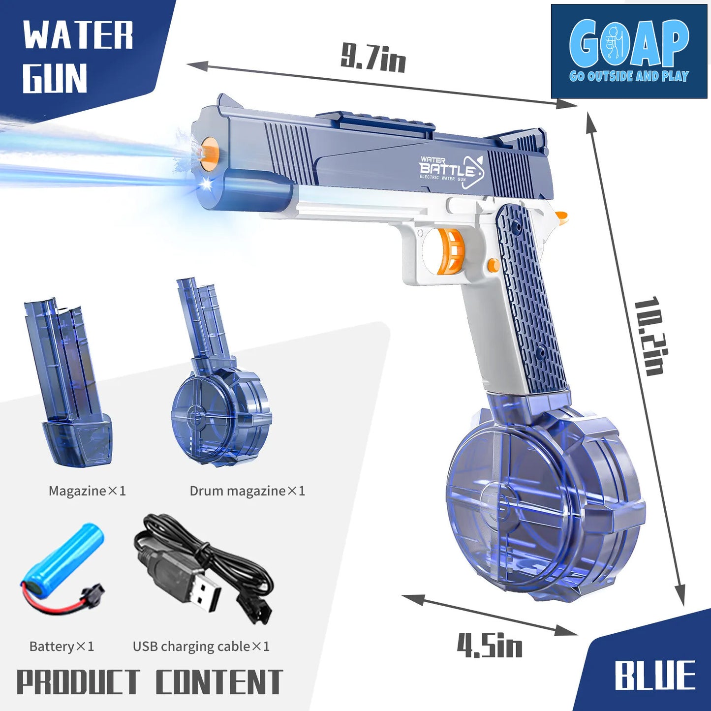 Continuous Fire Electric Water Gun Adult Kids Rechargeable Squirt Gun
