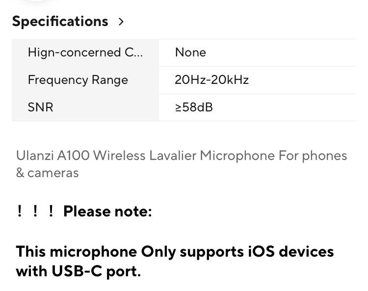 A100 Wireless Microphone Lavalier Lapel MIC for iPhone 16 15 17 Pro & pro max