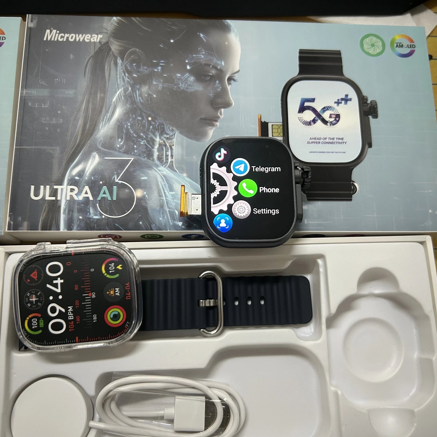 Microwear Ultra Ai3 5G Smartwatch – 2.29″ AMOLED, 180° Rotating Camera, 4G/5G