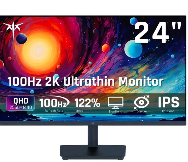 KTC 24 Inch QHD 100Hz Computer Monitor IPS 2K, 1300:1 Contrast