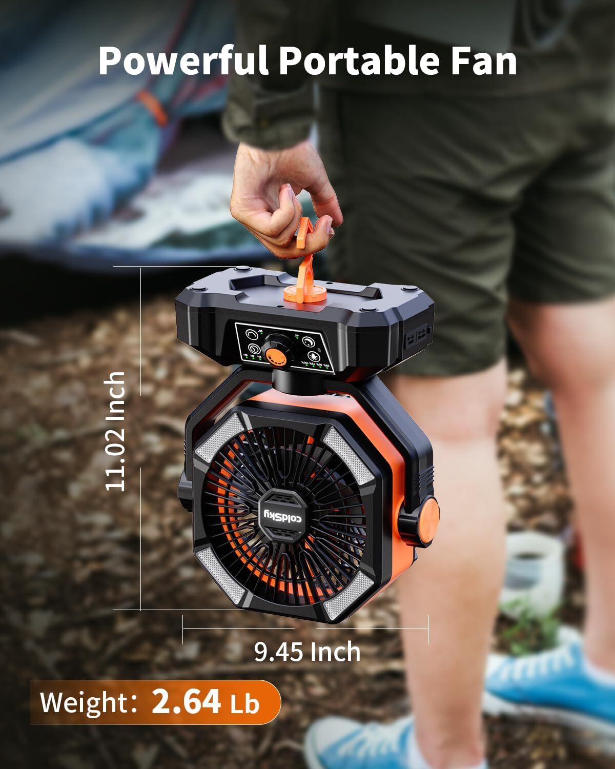 Camping Fan Battery Operated Fan with 4 LED Lantern, 8 Speeds Floor Desk Fan