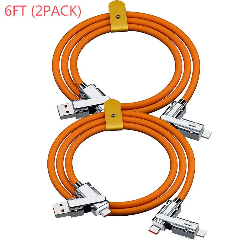 120W 4-In-1 Super Fast Charging Cable Charger Data Cord For iPhone Samsung iPad