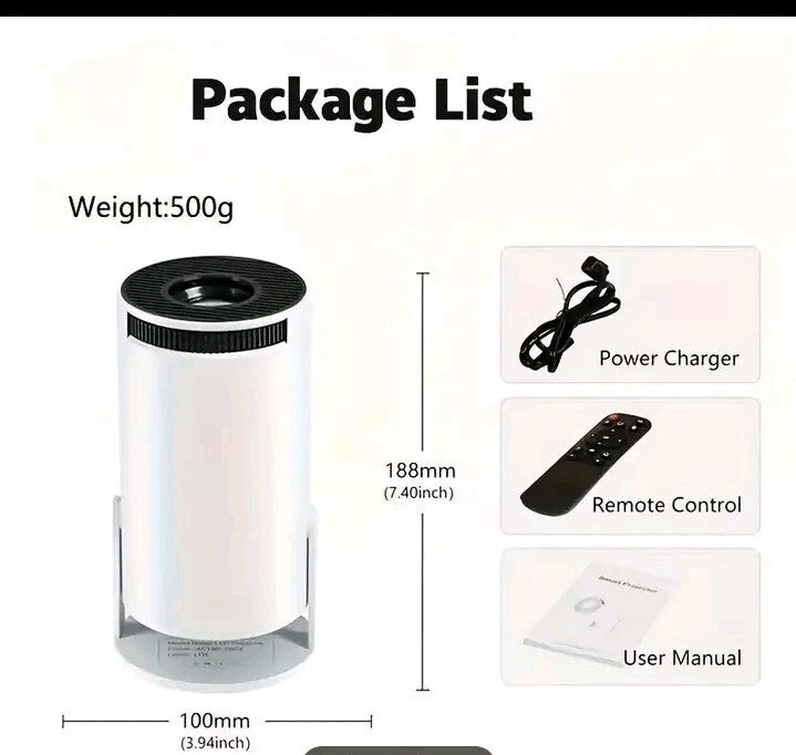 HY300 Mini Proyector 4K Android 11.0 1080P 720P 200ANSI Portátil Inalámbrico...
