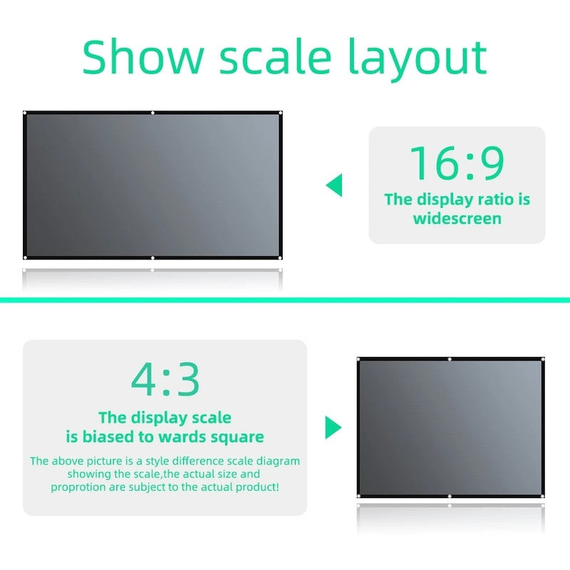 4:3 16:9 Anti Light 3D High Brightness Projector Screen Metal Screen with Hooks