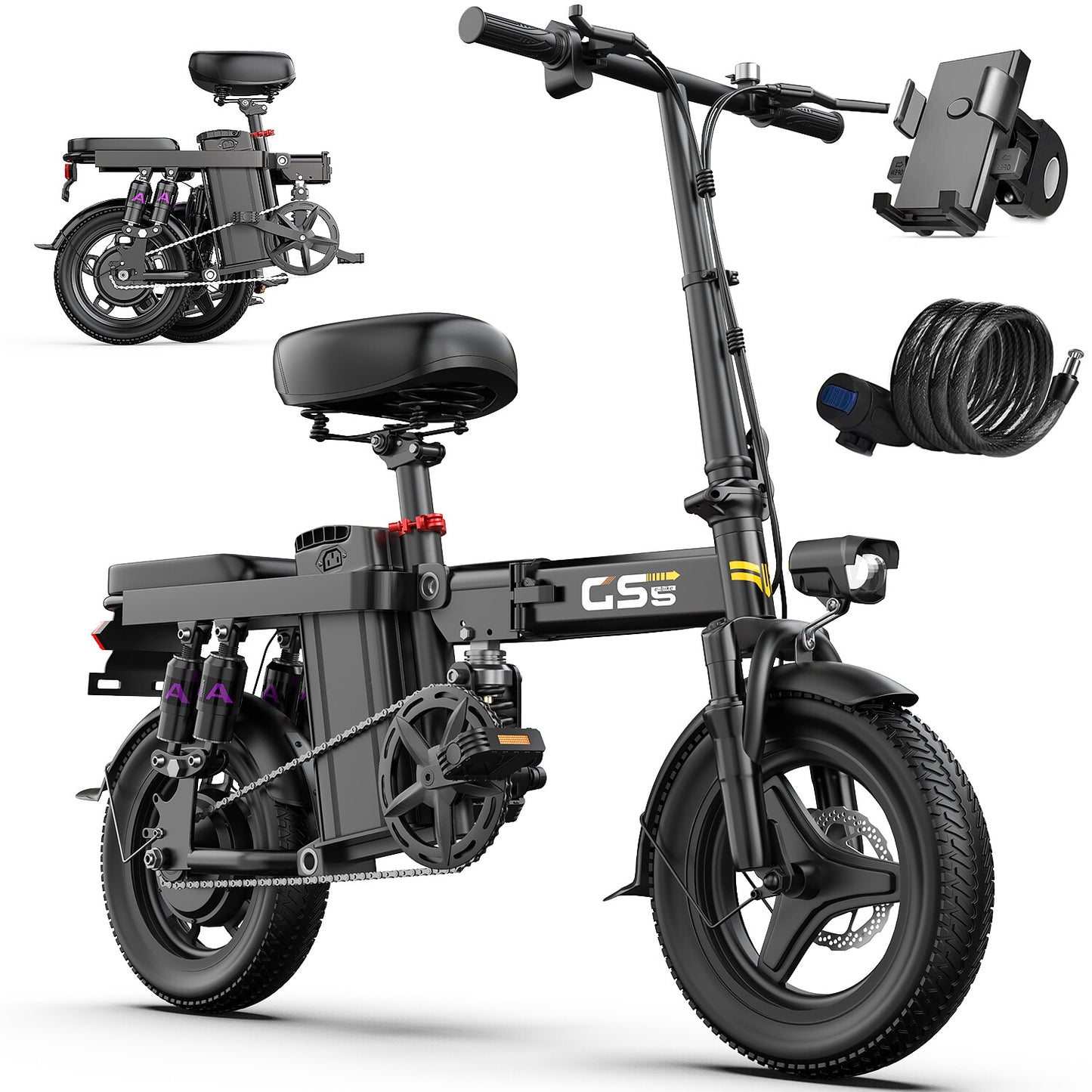GS5 Folding Electric Bike for Adults 740W 19MPH Electric Bicycle Commuter Ebike