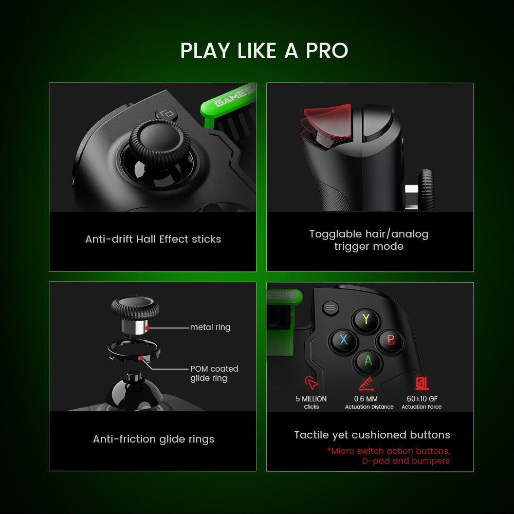 X4 Aileron Bluetooth Mobile Gamepad for Android with Hall Effect Joysticks