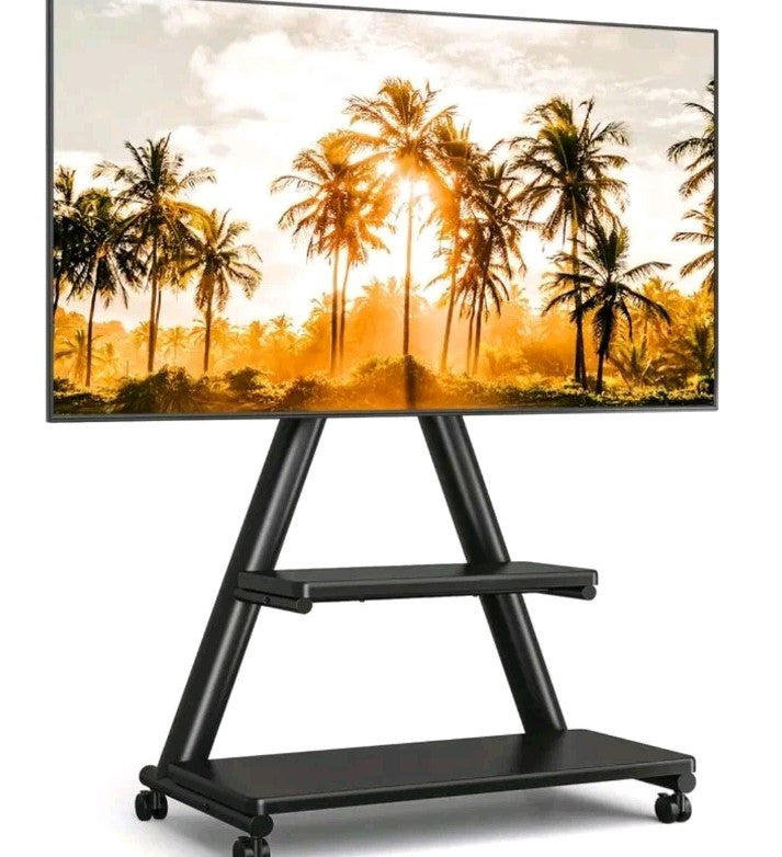 Rolling TV Stand for 43-80" TVs up to 150lbs, Portable Stand on Wheels with E...