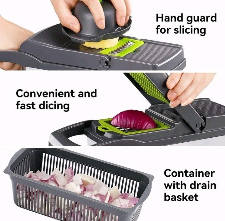 12-in-1 Vegetable Chopper Slicer Dicer Cutter with Container Kitchen Tool Set