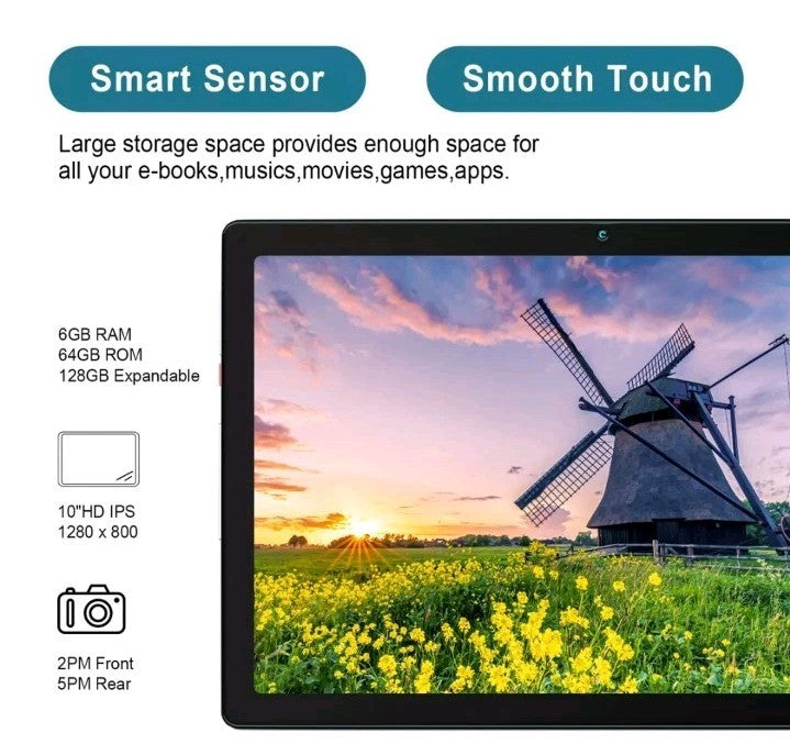 AEEZO Tablet 10.1" Android 13 Tablet 6GB+64GB Quad Core 1280×800 HD PC Xmax
