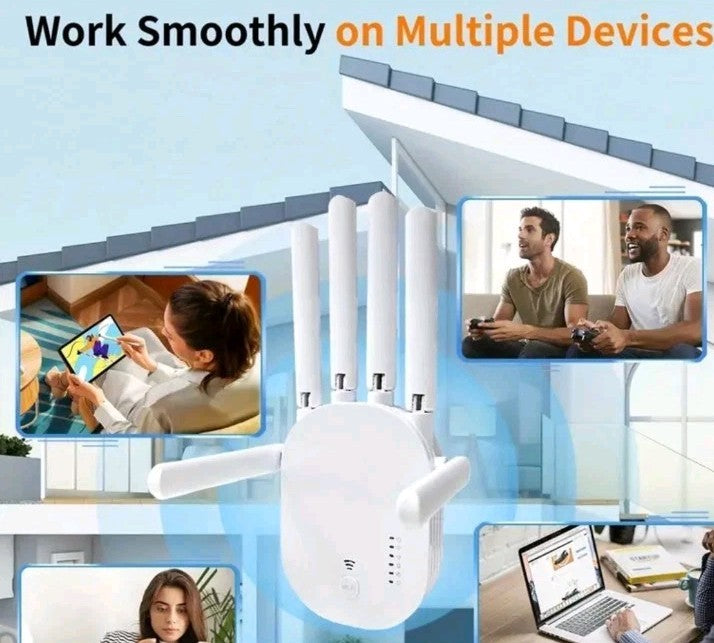 2025 WiFi Extender Signal Booster, WiFi Extender 5GHz/2.4GHz 1200Mbps WiFi Range