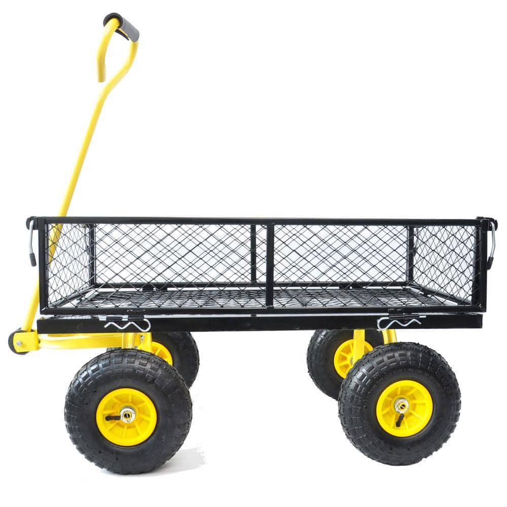 Unbranded Garden Cart W/ Removable Sides 4-Cu-Ft Foldable Multi-Purpose Yellow
