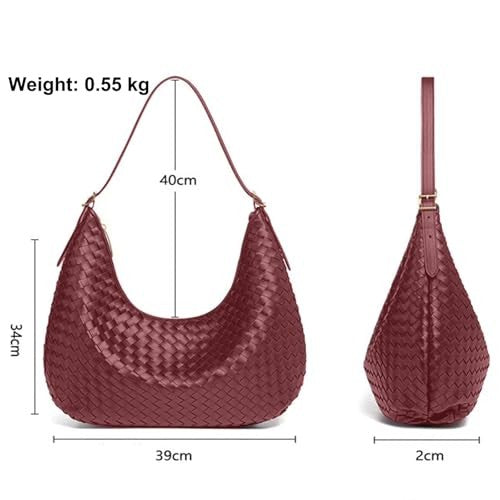 Shoulder Handbags Shoulder Bag for Women Totes Woven Vegan Leather Bag Burgundy
