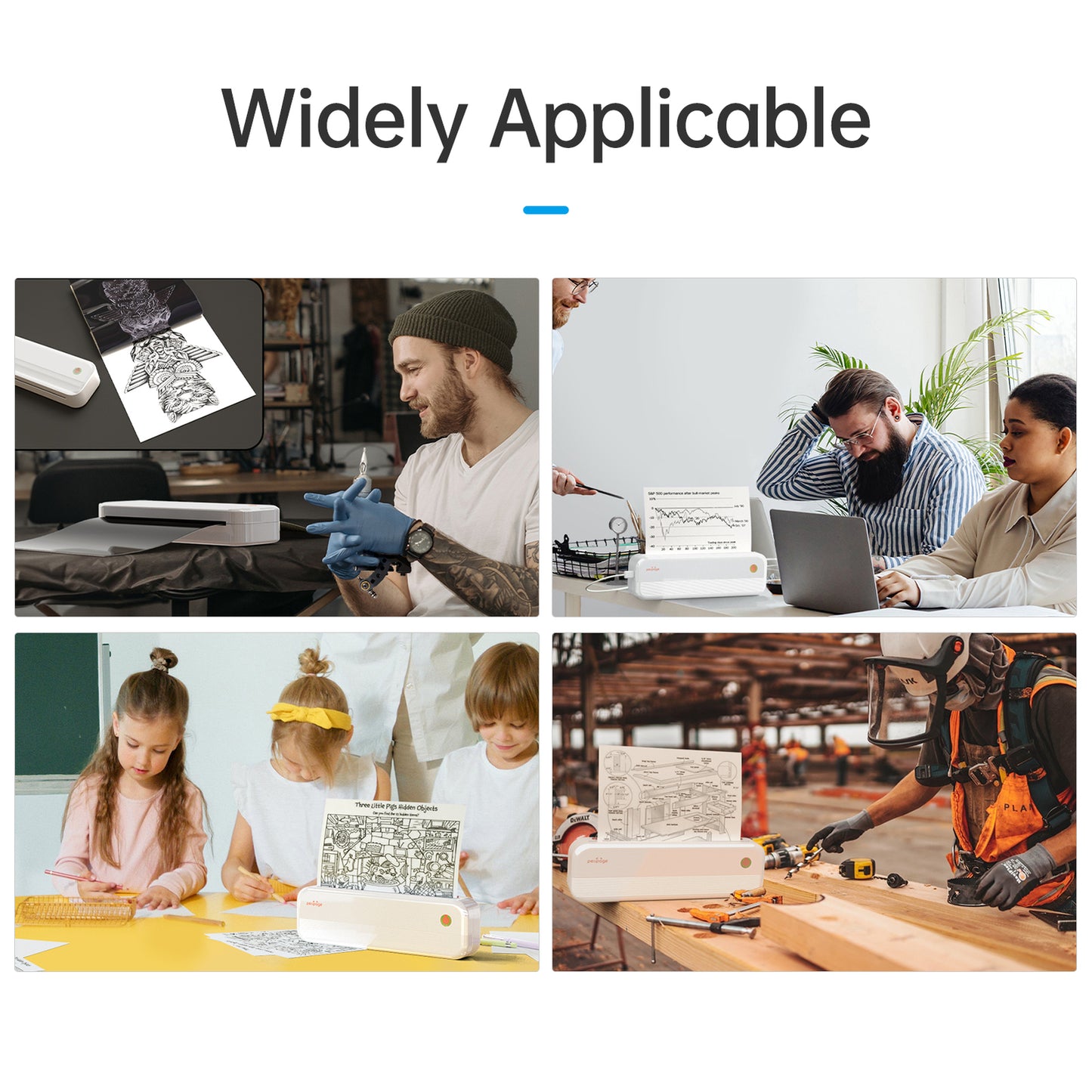 Peripage P40 A4 Portable Thermal Printer Wireless Mobile Photo Printer Y3U0