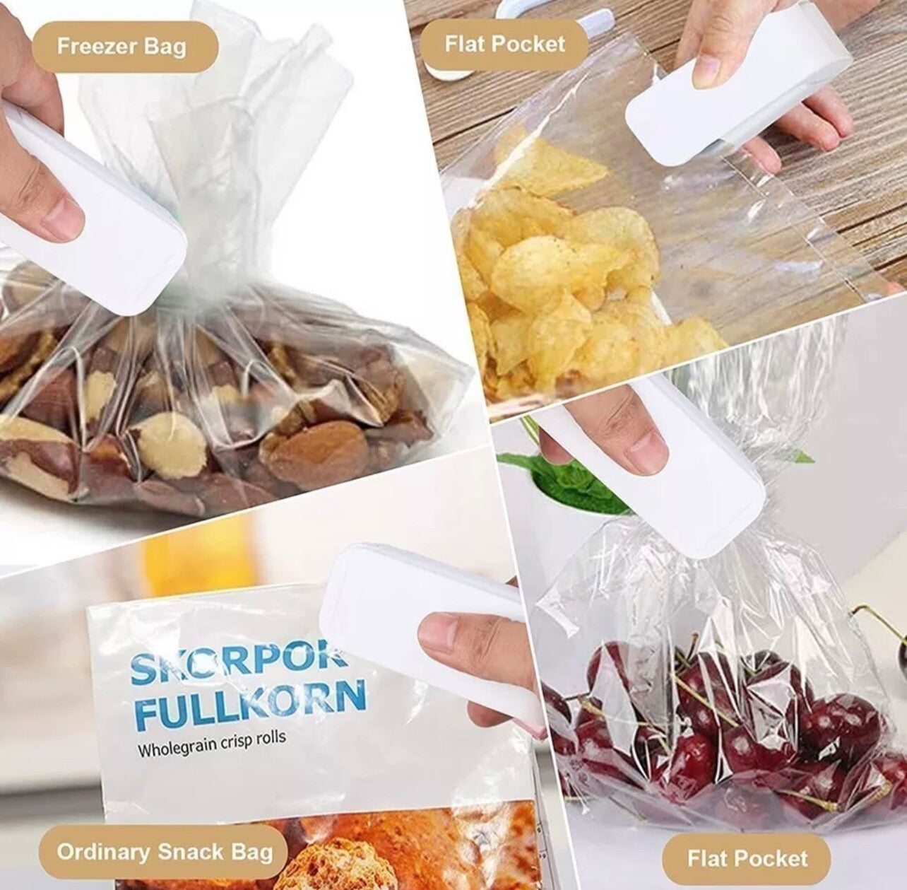 Mini White Bag Sealer Machine for Snacks and Ziploc Bags
