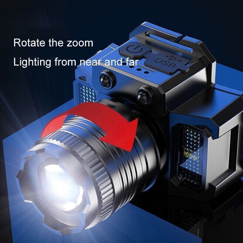2 Pack USB Rechargeable LED Headlamp Headlight Head Light Waterproof Flashlight