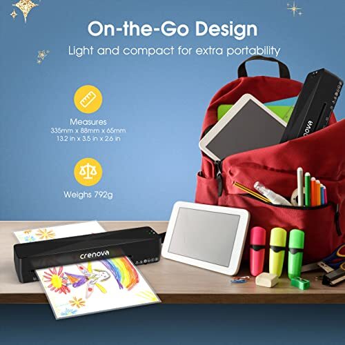 Laminator, Laminator Machine with 10 Laminating Sheets, A4 Laminating Black