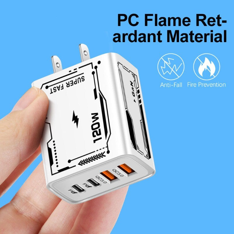 120W Fast Type C Wall Charger 4-in-1 Fast Cable For Samsung A16 A06 A15 A35 A55
