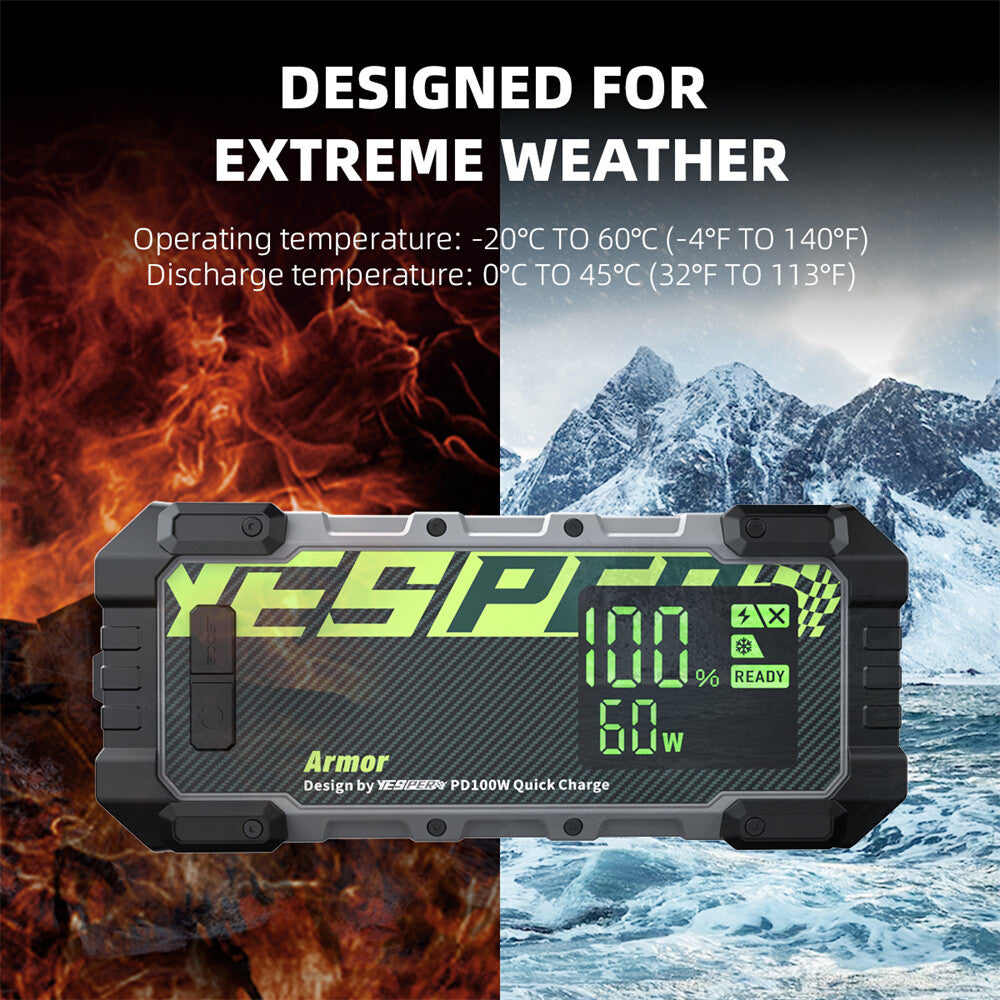 Car Jump Starter 3000A 100W Fast-Charging Portable Battery Booster Pack YESPER
