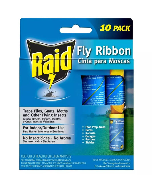 Pack Of 10 Fly Ribbon Insect Trap Sticky Glue Catcher Strip Traps Kitchen & Food