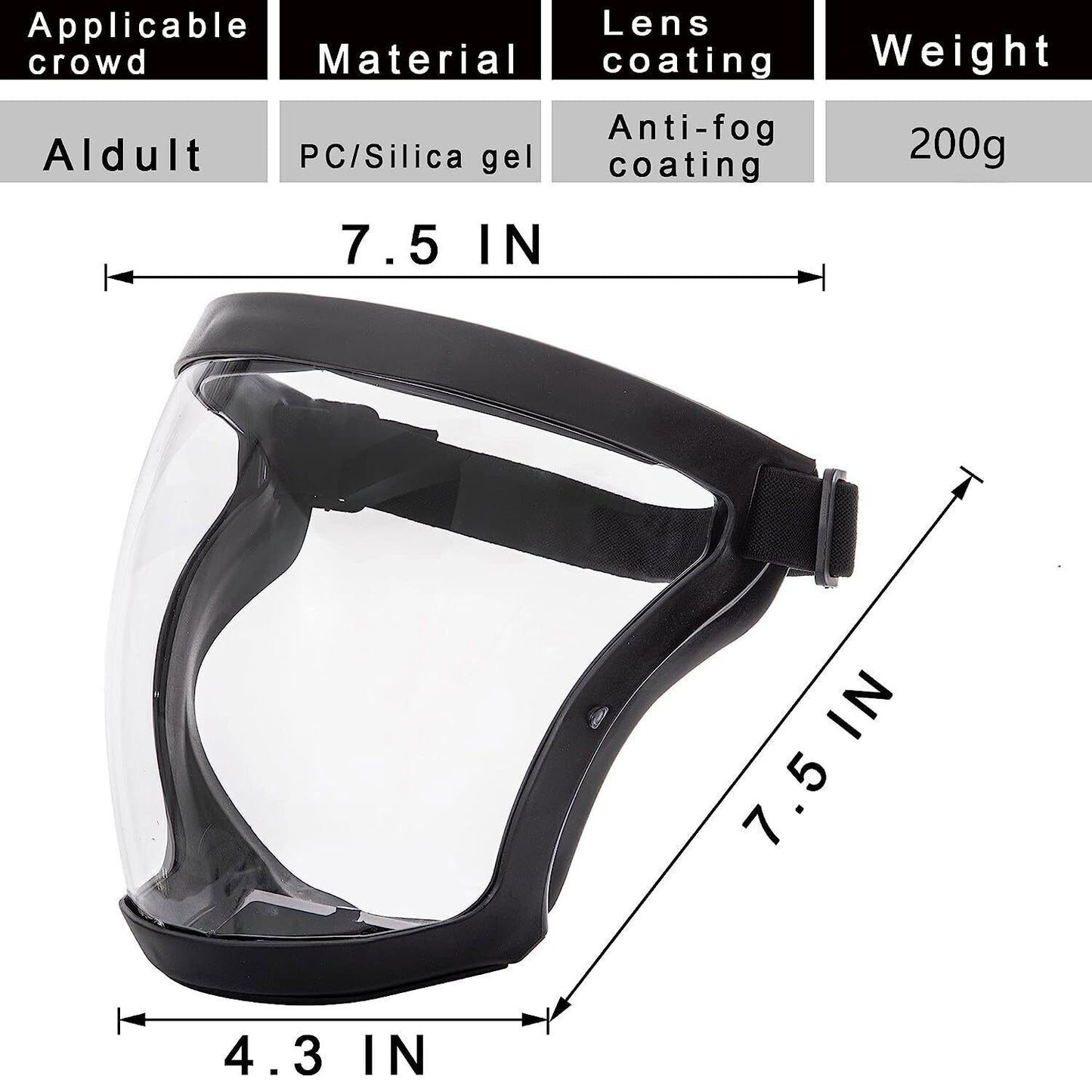 Anti-fog Shield Safety Full Face Super Protective Head Cover Transparent Mask