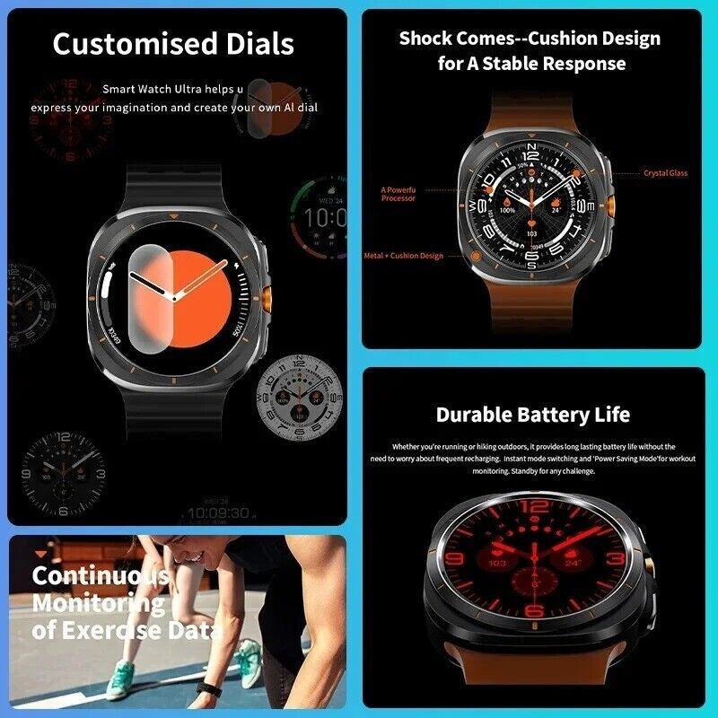 NEW Ultra Men 32GB GPS Smart Watch AMOLED Screen 1.5" Fitness & Health Tracking