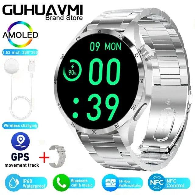 Fitness Tracker NFC Smartwatch Waterproof GPS Heart Rate Bluetooth Call Android