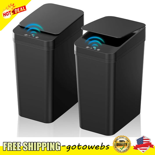 2 Pack Automatic Touchless Garbage Bin Motion Sensor Trash Can Waterproof Office