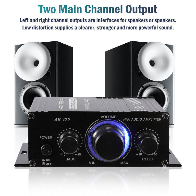 12V Car Household Stereo Mini Hi-Fi Amplifier 2 Channel Audio Power Amp 400W NEW