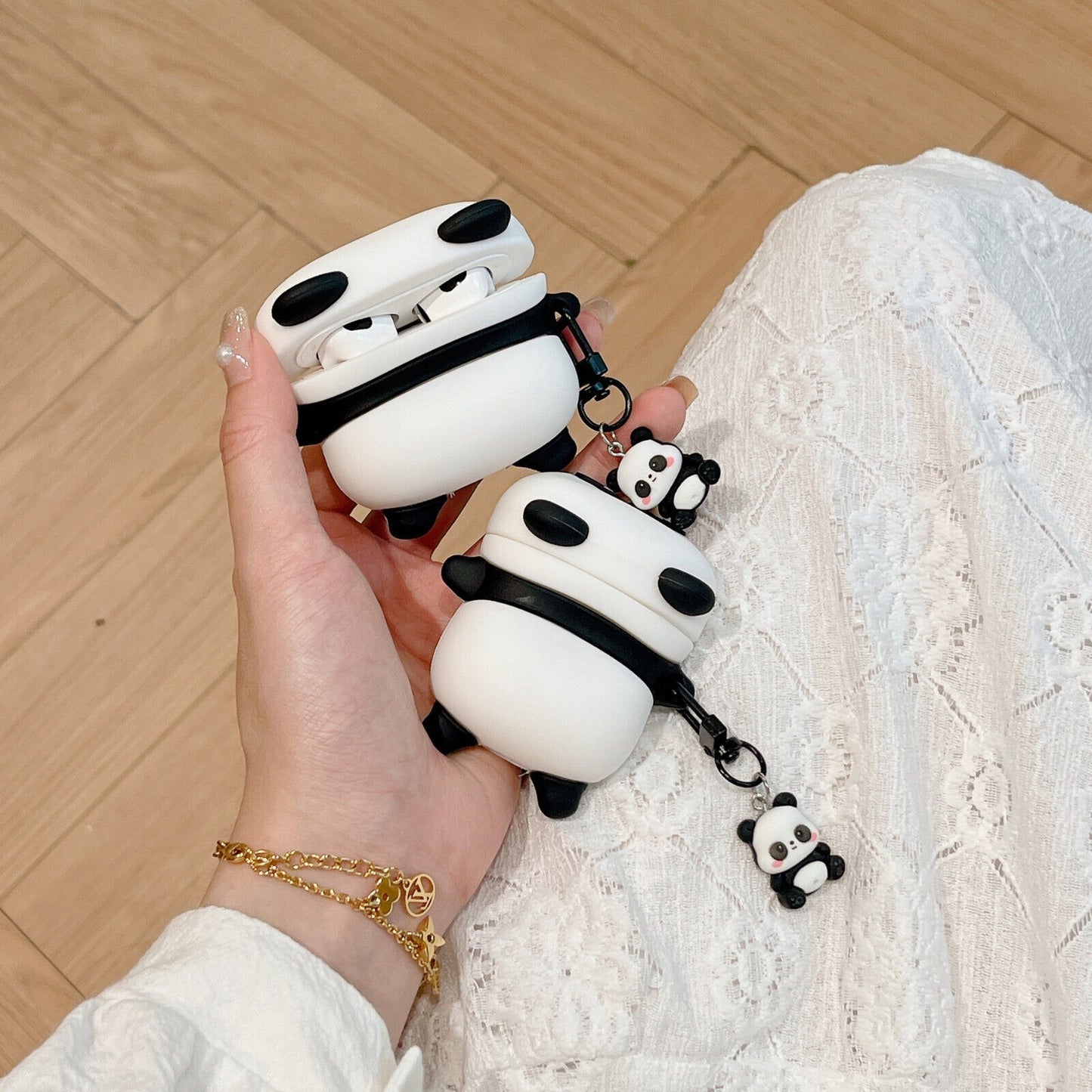 Panda Airpods Case For Apple Airpods 1 2Pro 3 4 Silicone Cute Cover with Charms
