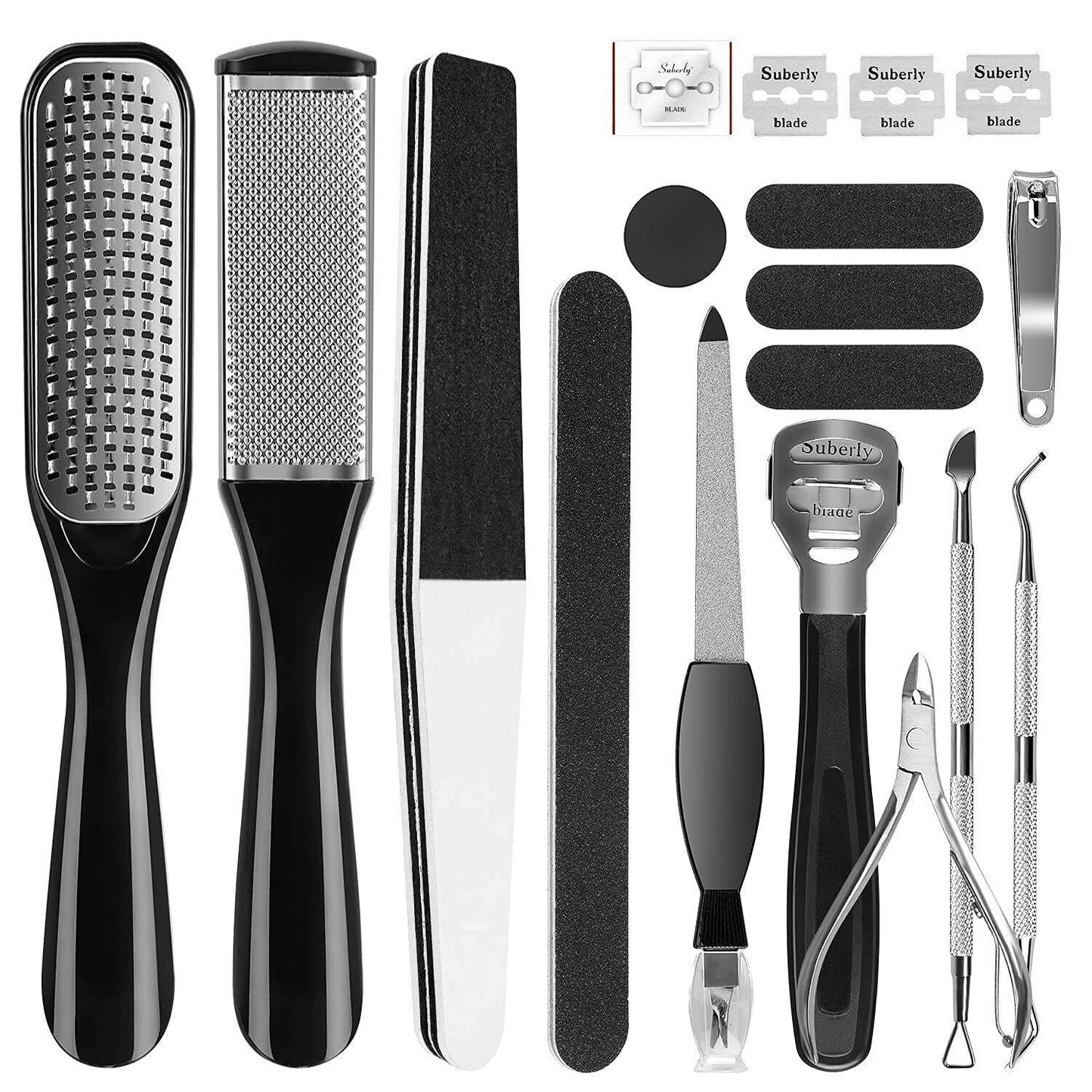 Pedicure Kit Set 23 in 1 Stainless Steel Foot Rasp Peel Callus Dead Skin Remover