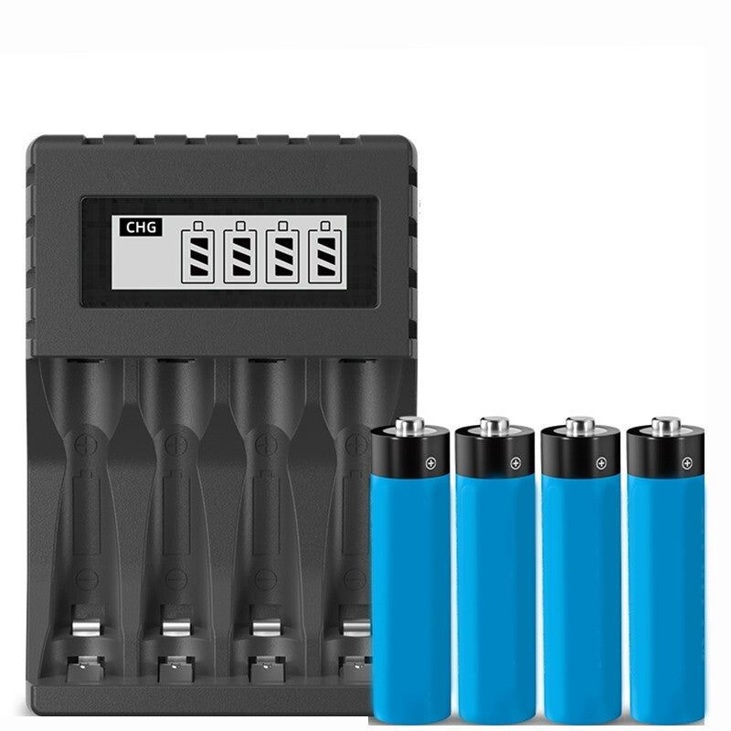 Efficient LCD Charger with 4 Slots Suitable for AAAAA Rechargeable Batteries