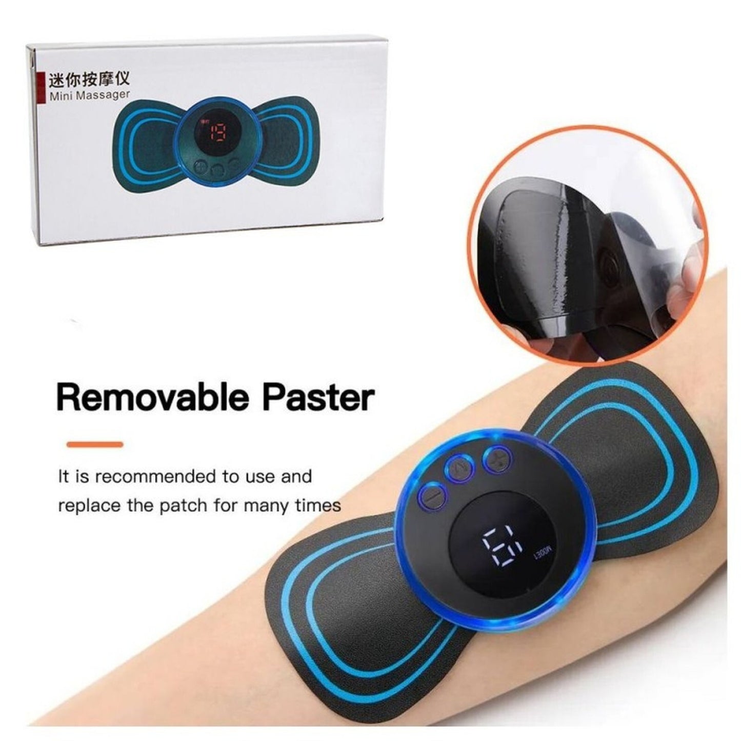 EMS Mini Massager Stimulates Blood Circulation Pulse Beat 8 Modes & 19 Levels
