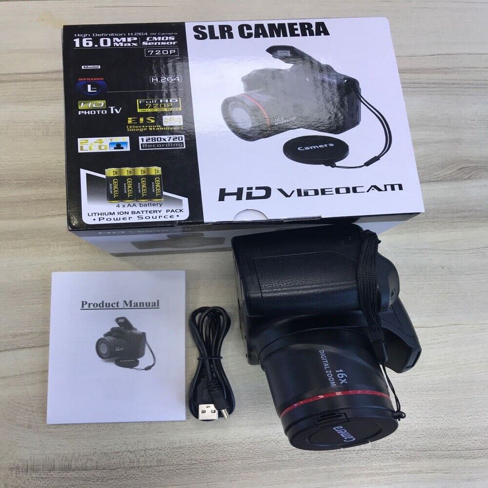 Black Digital Camera 3.0 Inch TFT LCD Screen 16X Zoom HD 16MP Anti-Shake Mic New