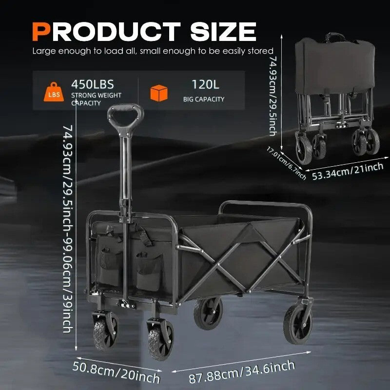 #HeavyDutyWagon 680 lb Capacity All-Terrain Folding Cart – Stainless Steel Frame