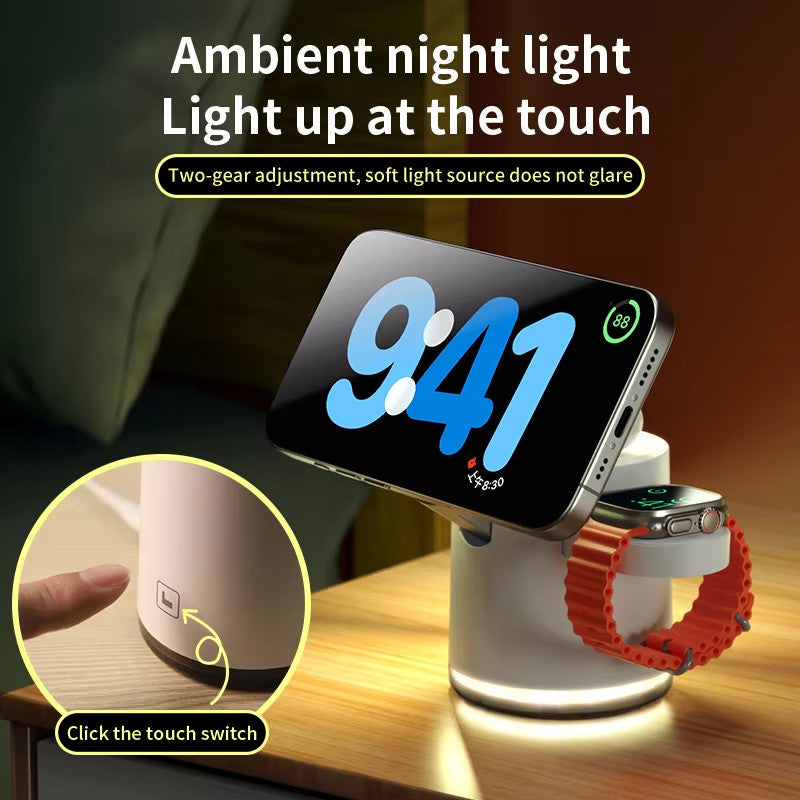 Fast Wireless Charging Station Stand Folding Holder for iPhone, Airpods, Watch
