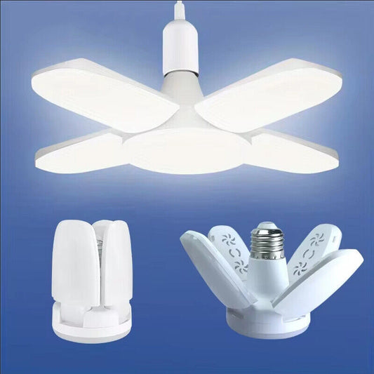 E27 LED Bulb Fan Blade Lamp Foldable For Home Shop Garage Ceiling Fixture Lights
