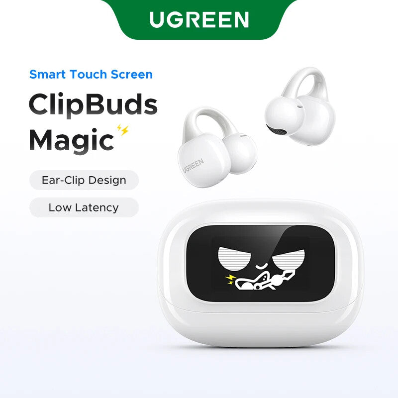 UGREEN ClipBuds Magic TWS Earbuds with LCD Touch Screen Case, 52 dB ANC, LDAC