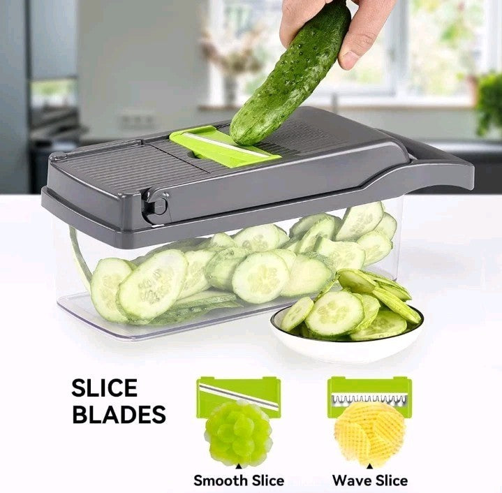 12-in-1 Vegetable Chopper Slicer Dicer Cutter with Container Kitchen Tool Set