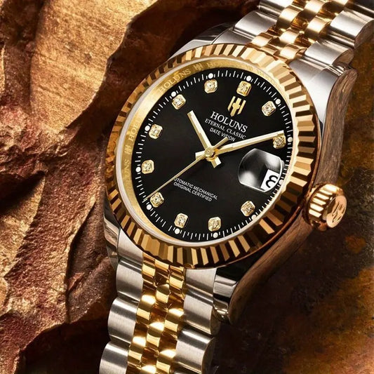 HOLUNS Watch Waterproof AUTOMATIC MECHANICAL BLACK & GOLD