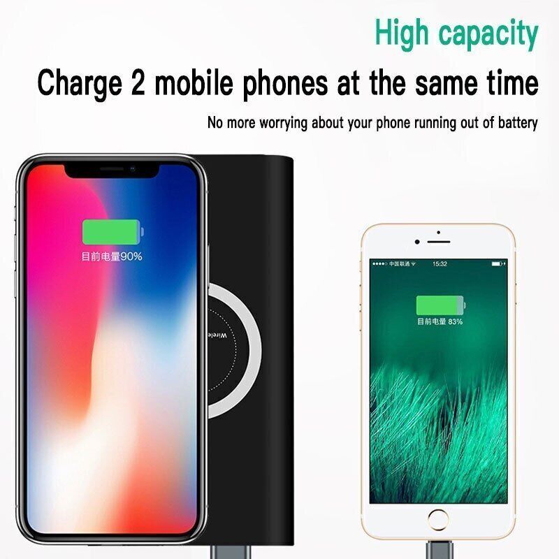 Power Bank 10000MAH Wireless Fast Charging USB Charger High Capacity External