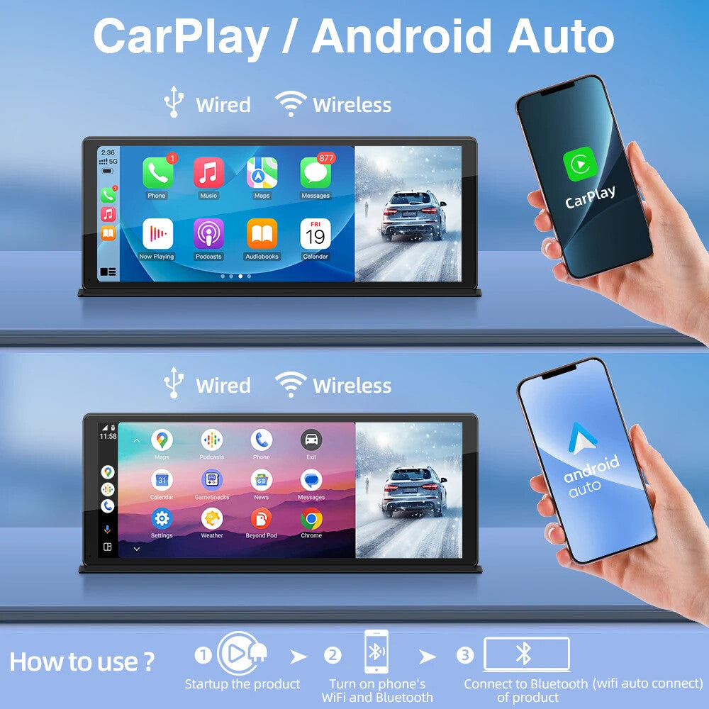 11.3inch Dashcam CarPlay Android Auto IPS Display Bluetooth AUX USB Fit for Benz