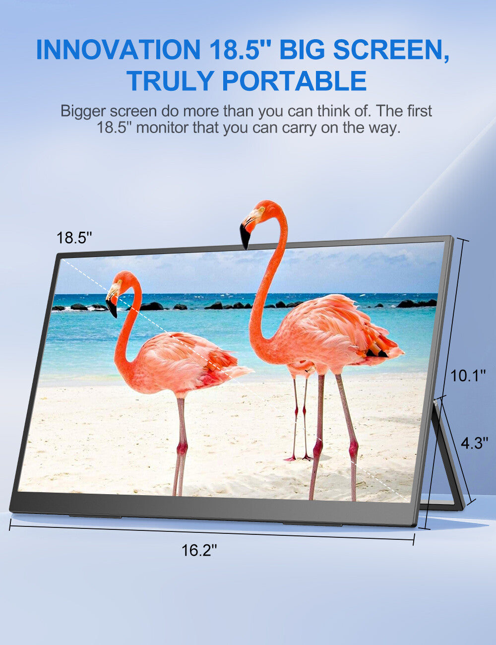 UPERFECT 18.5" 1080P Portable Monitor FHD Screen w/Bracket Freetanding -UMax 18